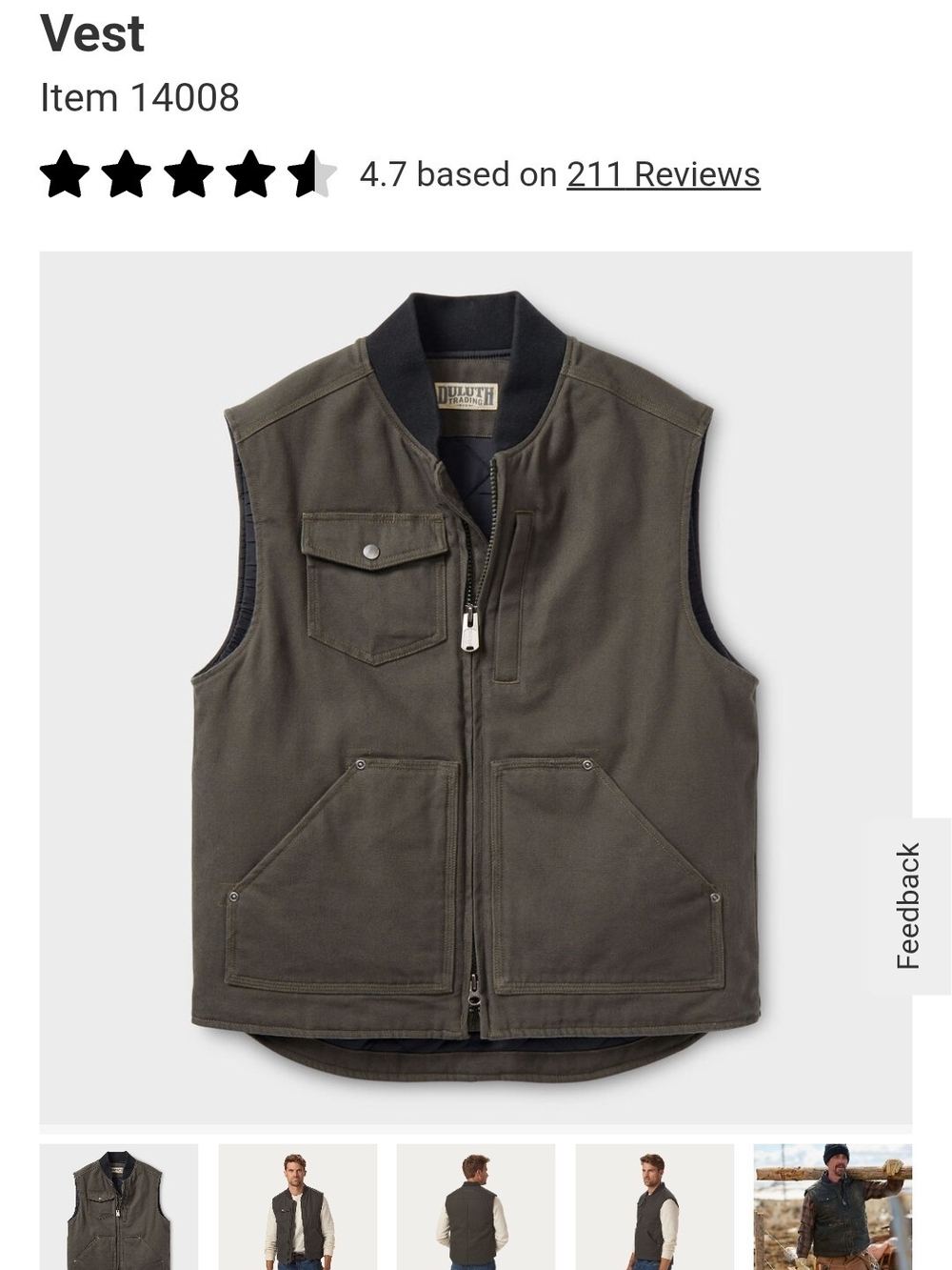 Duluth Trading Co Insulated Workwear Vest